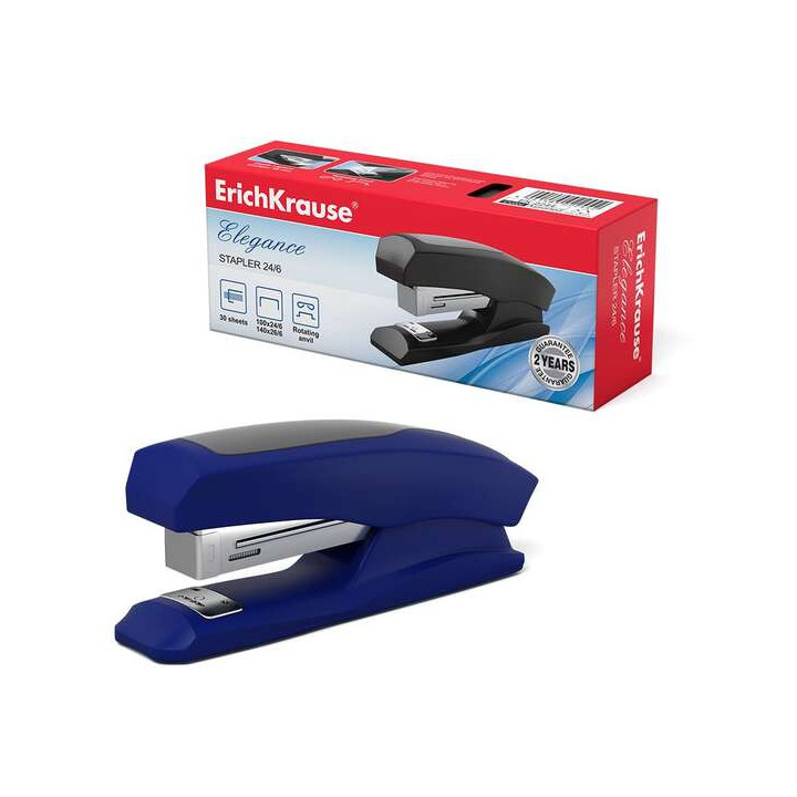 Erichkrause Grapadora Elegance Half-Strip - Resistente a Golpes - Mecanismo de Acero - 2 Tipos de Engrapado - Color Variado