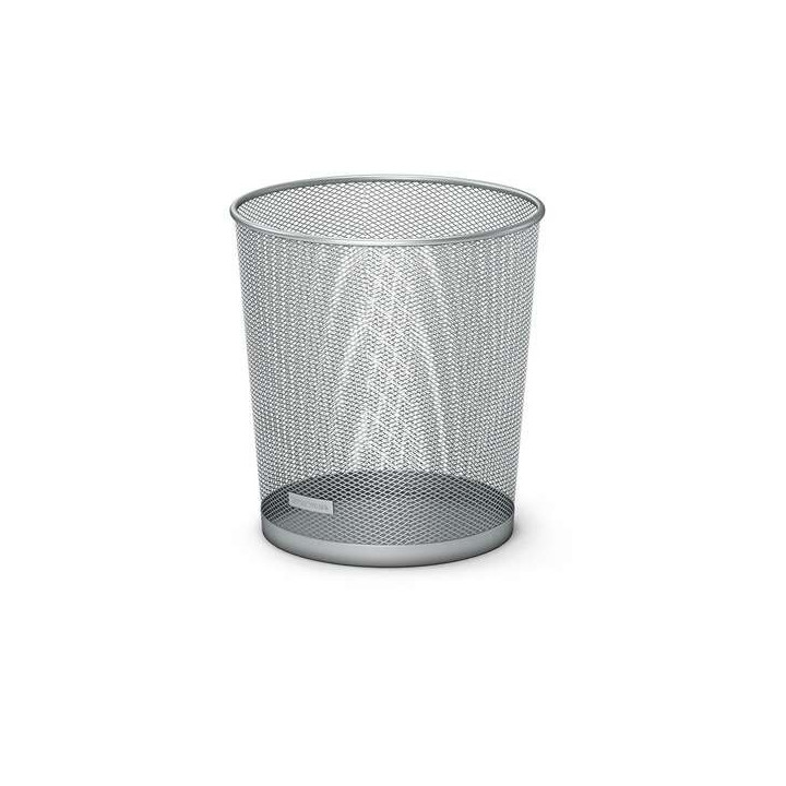 Erichkrause Compass Papelera de 12L - Base Redonda - Acero Inoxidable - Ideal para Oficinas - Color Plata