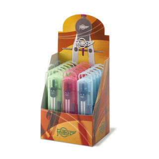 Faibo Expositor de 20 Compases Escolares - Adaptador Universal - Incluye Tubo de Minas - Presentado en Estuche de Plastico de C