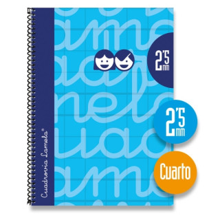Lamela Cuaderno Espiral con 80 Hojas de 70g/m2 con Margen - Formato Cuarto - Pauta Cuadrovia de 2.5mm - Cubierta Extra Dura - Pa
