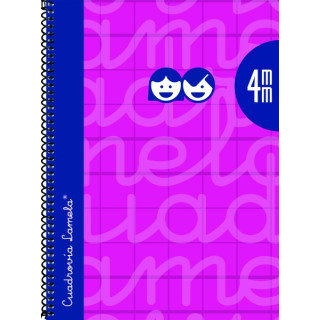 Lamela Cuaderno Espiral con 80 Hojas de 90g/m2 con Margen - Formato Cuarto - Pauta Cuadrovia de 4mm - Cubierta Extra Dura - Pape