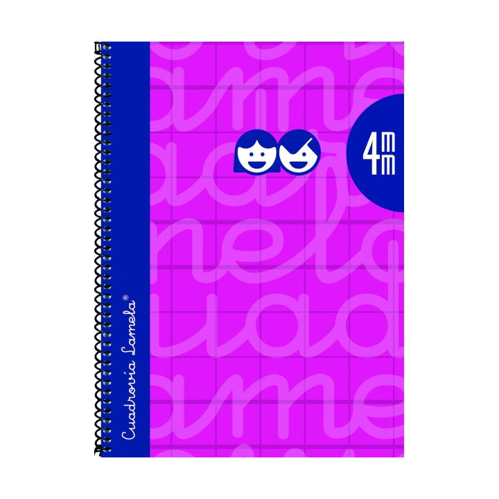 Lamela Cuaderno Espiral con 80 Hojas de 90g/m2 con Margen - Formato Cuarto - Pauta Cuadrovia de 4mm - Cubierta Extra Dura - Pape