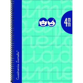 Lamela Cuaderno Espiral con 80 Hojas de 90g/m2 con Margen - Formato Cuarto - Pauta Cuadrovia de 4mm - Cubierta Extra Dura - Pape