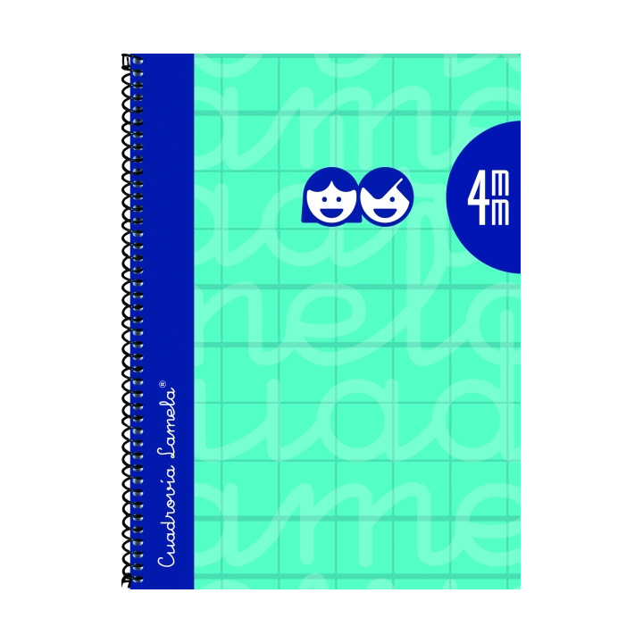 Lamela Cuaderno Espiral con 80 Hojas de 90g/m2 con Margen - Formato Cuarto - Pauta Cuadrovia de 4mm - Cubierta Extra Dura - Pape