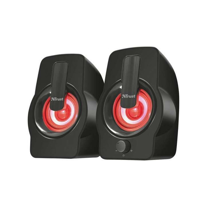 Trust Gemi Altavoces USB 2.0 12W - Iluminacion RGB - Control de Volumen - Cable de 1.40m - Color Negro