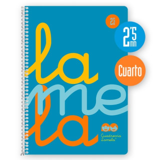 Lamela Cuaderno Espiral con 80 Hojas de 90g/m2 con Margen - Formato Cuarto - Pauta Cuadrovia de 2.5mm - Cubierta Extra Dura - Pa