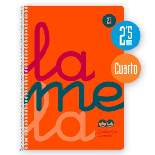 Lamela Cuaderno Espiral con 80 Hojas de 90g/m2 con Margen - Formato Cuarto - Pauta Cuadrovia de 2.5mm - Cubierta Extra Dura - Pa