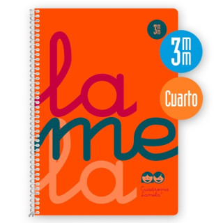 Lamela Cuaderno Espiral con 80 Hojas de 90g/m2 con Margen - Formato Cuarto - Pauta Cuadrovia de 3mm - Cubierta Extra Dura - Pape