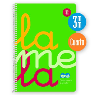 Lamela Cuaderno Espiral con 80 Hojas de 90g/m2 con Margen - Formato Cuarto - Pauta Cuadrovia de 3mm - Cubierta Extra Dura - Pape