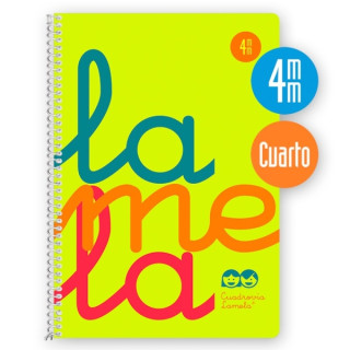 Lamela Cuaderno Espiral con 80 Hojas de 90g/m2 con Margen - Formato Cuarto - Pauta Cuadrovia de 4mm - Cubierta Extra Dura - Pape
