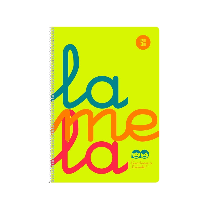 Lamela Cuaderno Espiral con 80 Hojas de 90g/m2 con Margen - Formato Cuarto - Pauta Cuadrovia de 5mm - Cubierta Extra Dura - Pape