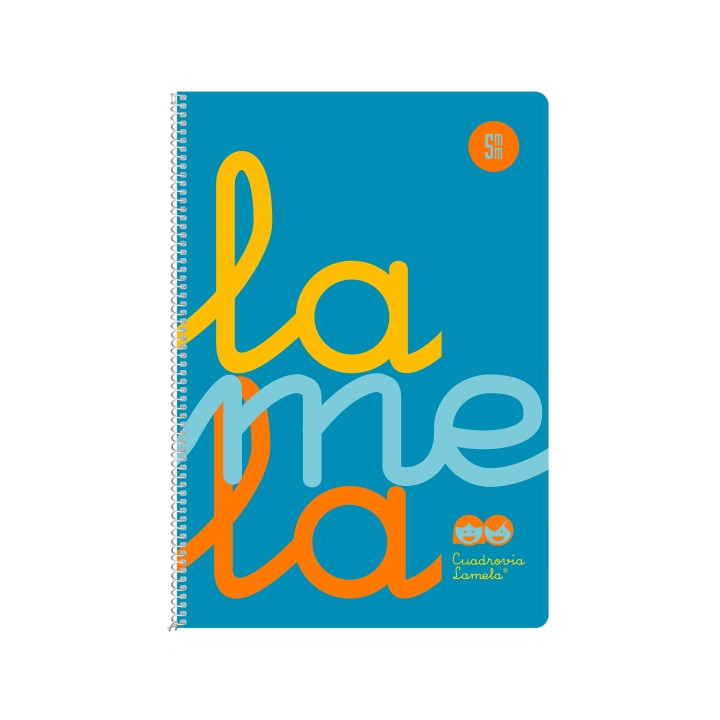 Lamela Cuaderno Espiral con 80 Hojas de 90g/m2 con Margen - Formato Cuarto - Pauta Cuadrovia de 5mm - Cubierta Extra Dura - Pape
