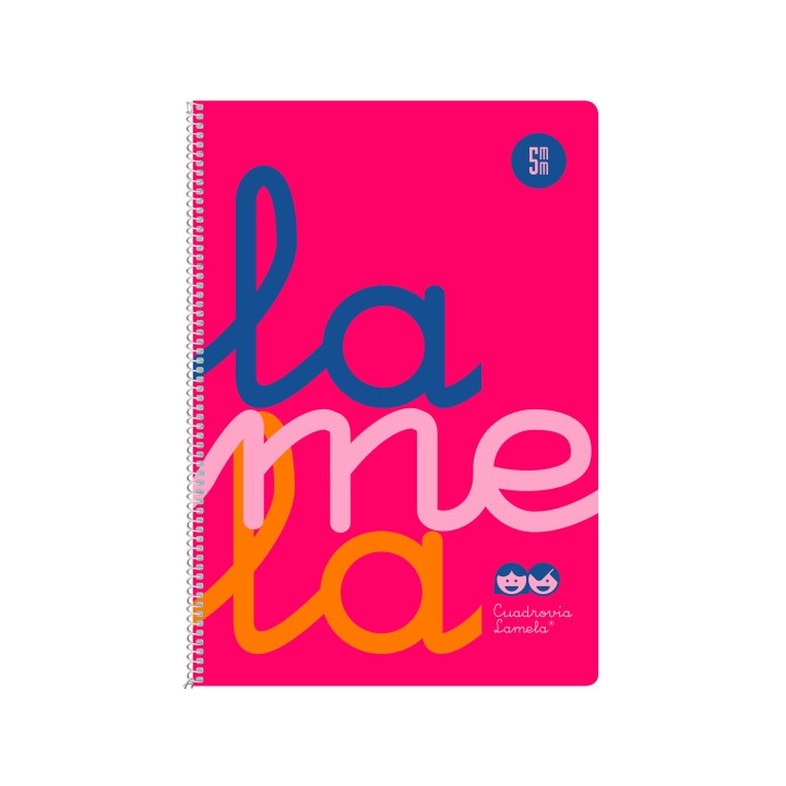 Lamela Cuaderno Espiral con 80 Hojas de 90g/m2 con Margen - Formato Cuarto - Pauta Cuadrovia de 5mm - Cubierta Extra Dura - Pape