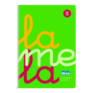 Lamela Cuaderno Espiral con 80 Hojas de 90g/m2 con Margen - Formato Cuarto - Pauta Cuadrovia de 5mm - Cubierta Extra Dura - Pape