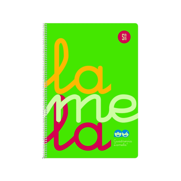 Lamela Cuaderno Espiral con 80 Hojas de 90g/m2 con Margen - Formato Cuarto - Pauta Cuadrovia de 5mm - Cubierta Extra Dura - Pape