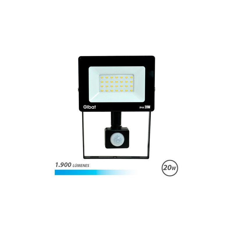 Elbat Foco LED con Sensor de Movimiento - Potencia: 20W - Lumenes: 1900 - Luz Fria 6.500K - Vida Util: 30.000 - 50.000 Horas - Elbat Foco LED con Sensor de Movimiento - Potencia: 20W - Lumenes: 1900 - Luz Fria 6.500K - Vida Util: 30.000 - 50.000 Horas -