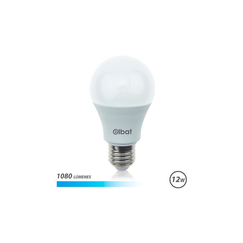 Elbat Bombilla LED - Potencia 12W - Lumenes 1080 - Tipo de Luz 6500K Luz Fria - Casquillo E27 - Angulo 220º - Dimensiones 60X1 Elbat Bombilla LED - Potencia 12W - Lumenes 1080 - Tipo de Luz 6500K Luz Fria - Casquillo E27 - Angulo 220º - Dimensiones 60X1