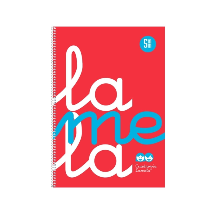 Lamela Cuaderno Espiral con 80 Hojas de 90g/m2 con Margen - Formato Cuarto - Pauta Cuadrovia de 5mm - Cubierta Extra Dura - Pape