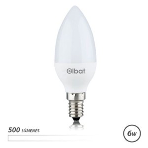 Elbat Bombilla LED - Potencia: 6W - Lumenes: 500 - Tipo de Luz: 4000K Luz Blanca - Casquillo: E14 - Angulo: 180º - Dimensiones