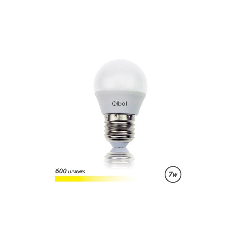 Elbat Bombilla LED - Potencia: 7W - Lumenes: 600 - Tipo de Luz: 3000K Luz Calida - Casquillo: E27 - Angulo: 220º - Dimensiones Elbat Bombilla LED - Potencia: 7W - Lumenes: 600 - Tipo de Luz: 3000K Luz Calida - Casquillo: E27 - Angulo: 220º - Dimensiones
