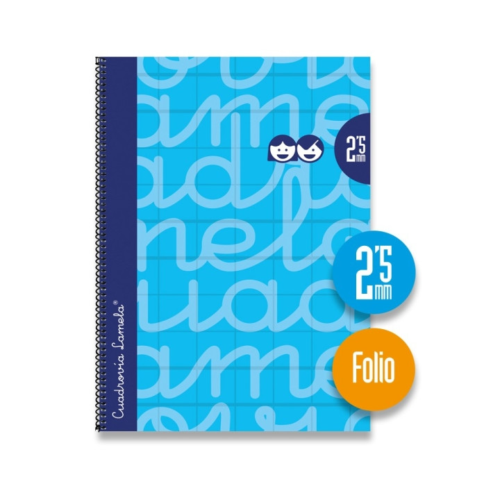 Lamela Cuaderno Espiral con 80 Hojas de 90g/m2 con Margen - Formato Folio - Pauta Cuadrovia de 2.5mm - Cubierta Extra Dura - Pap