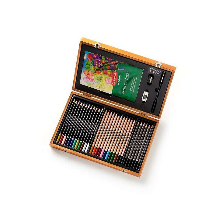 Derwent Academy Caja de Madera con 12 Lapices de Colores