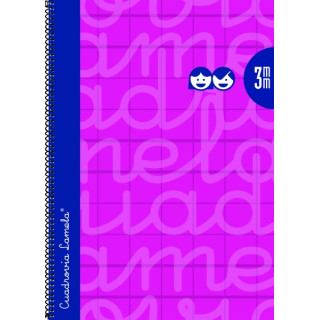 Lamela Cuaderno Espiral con 80 Hojas de 90g/m2 con Margen - Formato Folio - Pauta Cuadrovia de 3mm - Cubierta Extra Dura - Papel