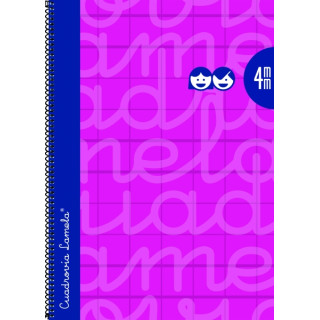 Lamela Cuaderno Espiral con 80 Hojas de 90g/m2 con Margen - Formato Folio - Pauta Cuadrovia de 4mm - Cubierta Extra Dura - Papel