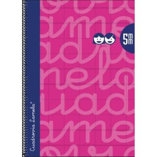 Lamela Cuaderno Espiral con 80 Hojas de 90g/m2 con Margen - Formato Folio - Pauta Cuadrovia de 5mm - Cubierta Extra Dura - Papel