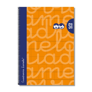 Lamela Cuaderno Espiral con 80 Hojas de 90g/m2 con Margen - Formato Folio - Pauta Cuadrovia de 5mm - Cubierta Extra Dura - Papel