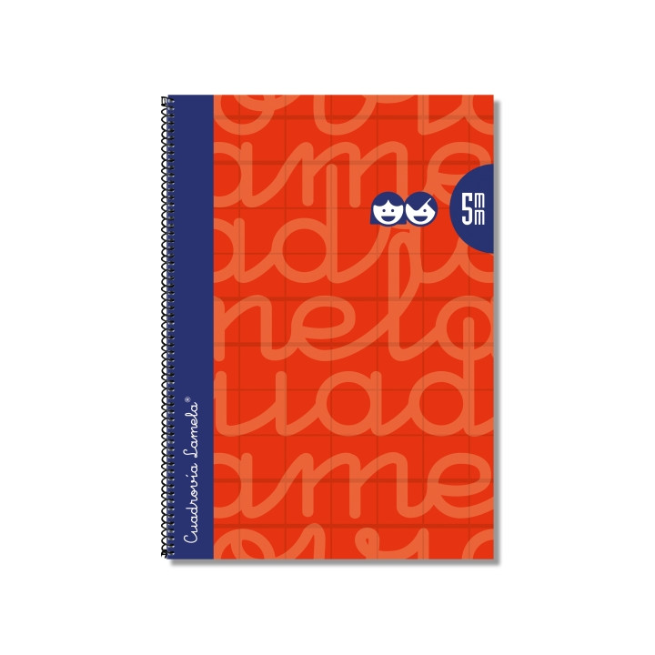 Lamela Cuaderno Espiral con 80 Hojas de 90g/m2 con Margen - Formato Folio - Pauta Cuadrovia de 5mm - Cubierta Extra Dura - Papel