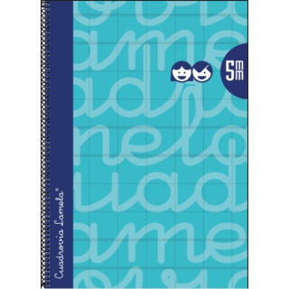 Lamela Cuaderno Espiral con 80 Hojas de 90g/m2 con Margen - Formato Folio - Pauta Cuadrovia de 5mm - Cubierta Extra Dura - Papel