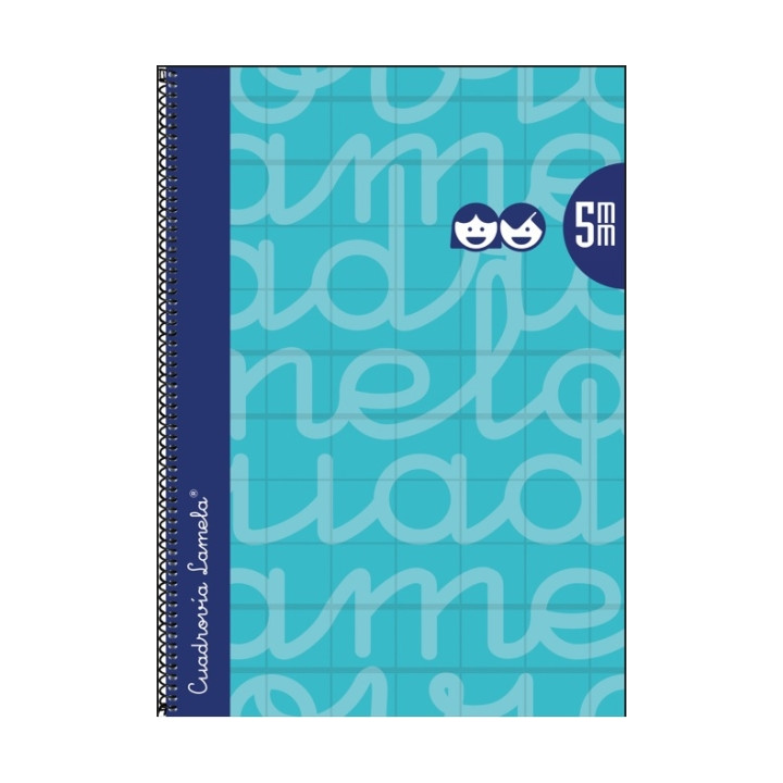 Lamela Cuaderno Espiral con 80 Hojas de 90g/m2 con Margen - Formato Folio - Pauta Cuadrovia de 5mm - Cubierta Extra Dura - Papel
