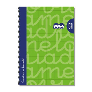Lamela Cuaderno Espiral con 80 Hojas de 90g/m2 con Margen - Formato Folio - Pauta Cuadrovia de 5mm - Cubierta Extra Dura - Papel