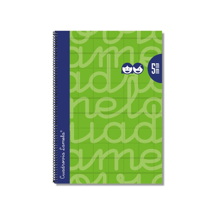 Lamela Cuaderno Espiral con 80 Hojas de 90g/m2 con Margen - Formato Folio - Pauta Cuadrovia de 5mm - Cubierta Extra Dura - Papel