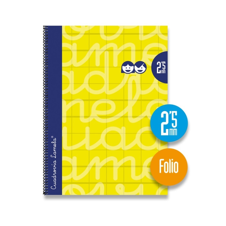 Lamela Cuaderno Espiral con 80 Hojas de 90g/m2 con Margen - Formato Folio - Pauta Cuadrovia de 2.5mm - Cubierta Extra Dura - Pap