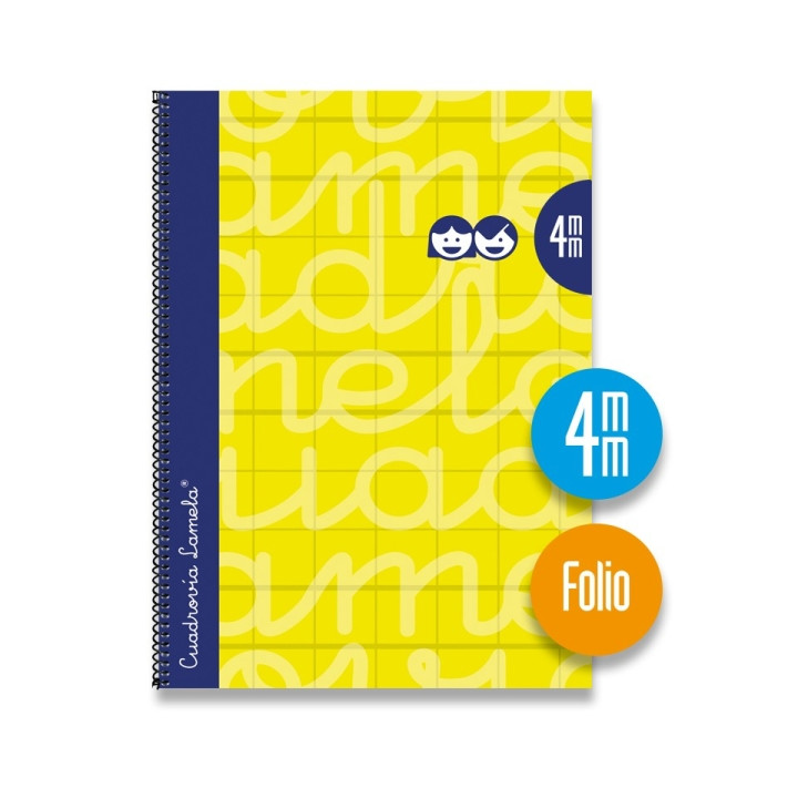 Lamela Cuaderno Espiral con 80 Hojas de 90g/m2 con Margen - Formato Folio - Pauta Cuadrovia de 4mm - Cubierta Extra Dura - Papel