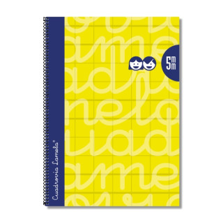 Lamela Cuaderno Espiral con 80 Hojas de 90g/m2 con Margen - Formato Folio - Pauta Cuadrovia de 5mm - Cubierta Extra Dura - Papel