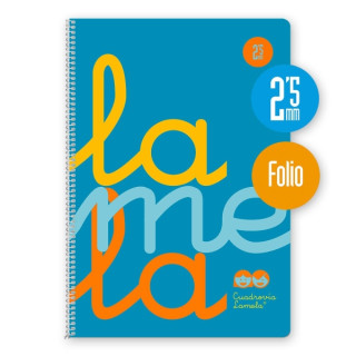Lamela Cuaderno Espiral con 80 Hojas de 90g/m2 con Margen - Formato Folio - Pauta Cuadrovia de 2.5mm - Cubierta de Polipropileno