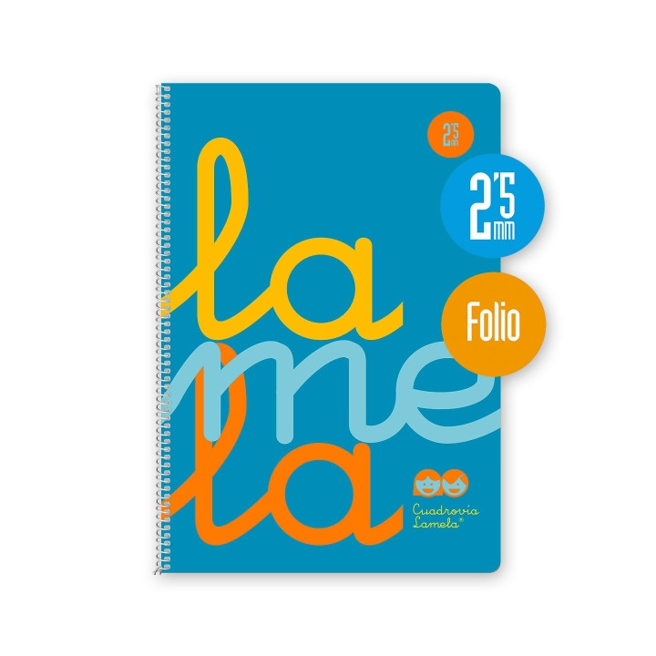Lamela Cuaderno Espiral con 80 Hojas de 90g/m2 con Margen - Formato Folio - Pauta Cuadrovia de 2.5mm - Cubierta de Polipropileno