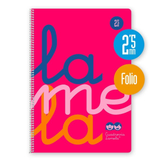 Lamela Cuaderno Espiral con 80 Hojas de 90g/m2 con Margen - Formato Folio - Pauta Cuadrovia de 2.5mm - Cubierta de Polipropileno