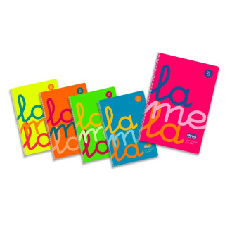 Lamela Pack de 5 Cuadernos de Espiral con 80 Hojas de 90g/m2 con Margen - Formato Folio - Pauta Cuadrovia de 2.5mm - Cubierta de