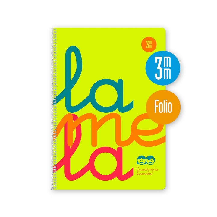 Lamela Cuaderno Espiral con 80 Hojas de 90g/m2 con Margen - Formato Folio - Pauta Cuadrovia de 3mm - Cubierta de Polipropileno -