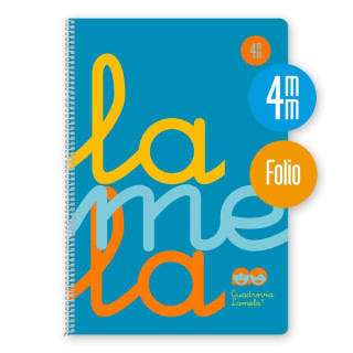 Lamela Cuaderno Espiral con 80 Hojas de 90g/m2 con Margen - Formato Folio - Pauta Cuadrovia de 4mm - Cubierta de Polipropileno -