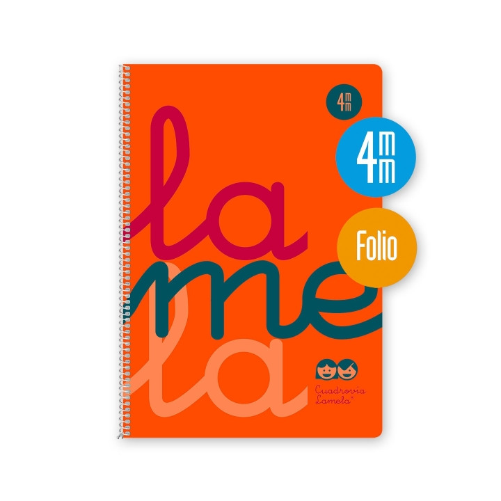 Lamela Cuaderno Espiral con 80 Hojas de 90g/m2 con Margen - Formato Folio - Pauta Cuadrovia de 4mm - Cubierta de Polipropileno -