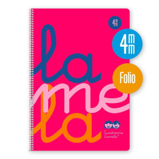 Lamela Cuaderno Espiral con 80 Hojas de 90g/m2 con Margen - Formato Folio - Pauta Cuadrovia de 4mm - Cubierta de Polipropileno -