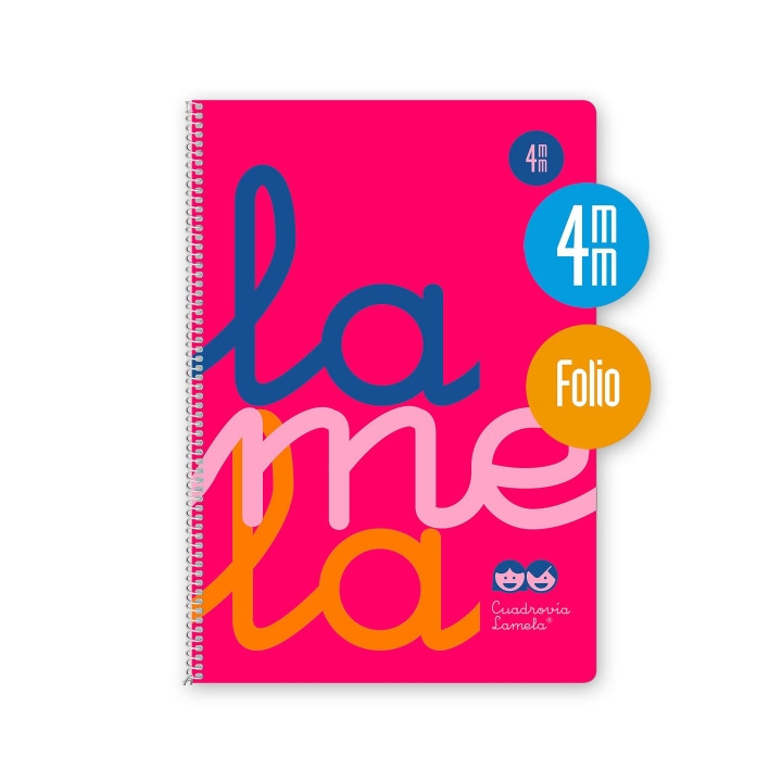 Lamela Cuaderno Espiral con 80 Hojas de 90g/m2 con Margen - Formato Folio - Pauta Cuadrovia de 4mm - Cubierta de Polipropileno -