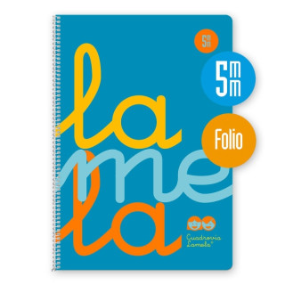 Lamela Cuaderno Espiral con 80 Hojas de 90g/m2 con Margen - Formato Folio - Pauta Cuadrovia de 5mm - Cubierta de Polipropileno -