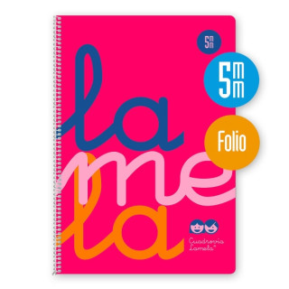 Lamela Cuaderno Espiral con 80 Hojas de 90g/m2 con Margen - Formato Folio - Pauta Cuadrovia de 5mm - Cubierta de Polipropileno -