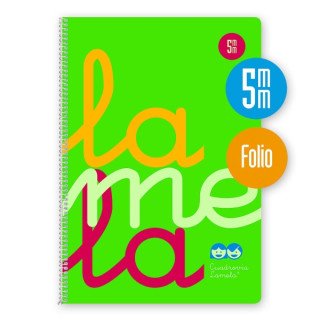 Lamela Cuaderno Espiral con 80 Hojas de 90g/m2 con Margen - Formato Folio - Pauta Cuadrovia de 5mm - Cubierta de Polipropileno -